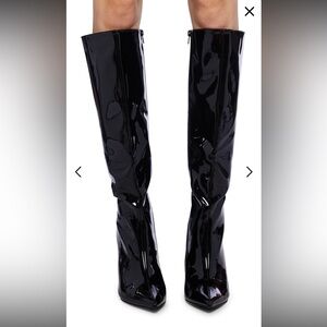 Dolls Kill Work It Black Knee-High Boots